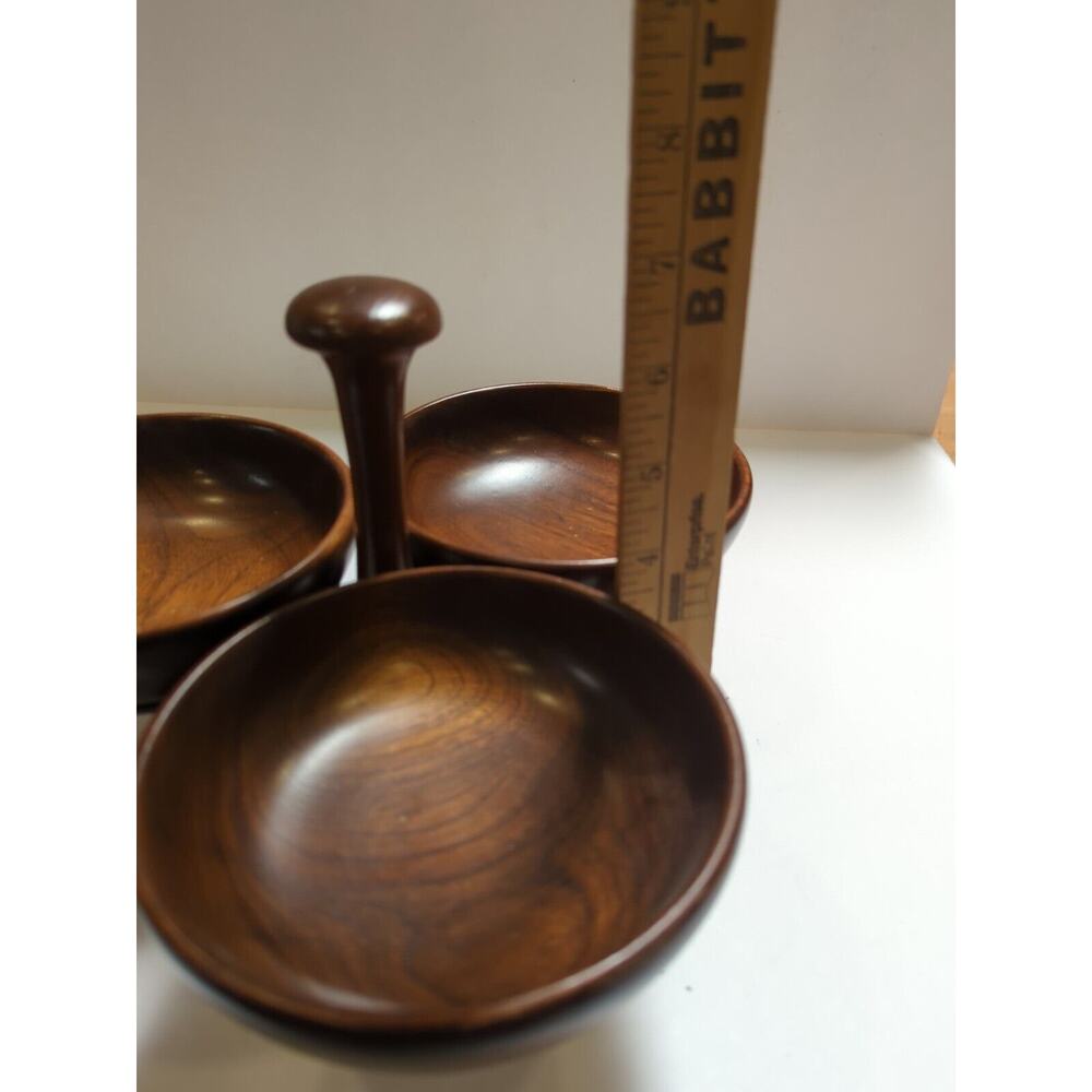 Vintage Margaret Studios Wood Lazy Susan Serving Bowls Rare Mid Century Modern - Picture 8 of 8